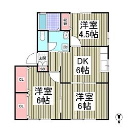 ピーノヴェントB 3DKの間取図画像