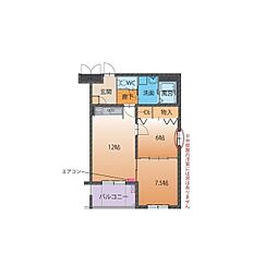 レジデンスソレイユ 2LDKの間取図画像