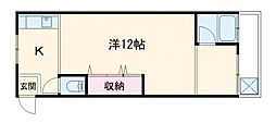 グランコート西大寺2番館 1Kの間取図画像