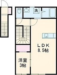 パルセイトB 1LDKの間取図画像