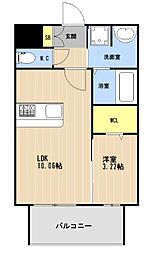 LIBTH姪浜駅前 1LDKの間取図画像