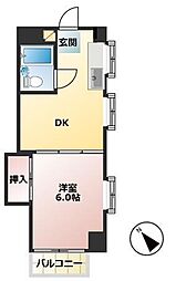 レジデンス泉 1DKの間取図画像