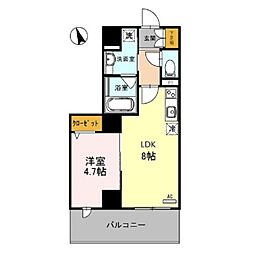 フォルテ福島 1LDKの間取図画像