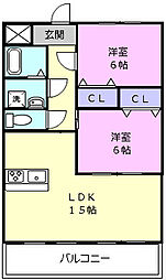 ロイヤルふじ 2LDKの間取図画像