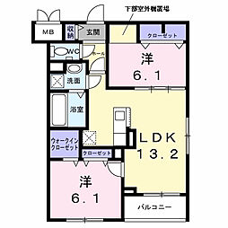 セレーナ オーヴェスト 2LDKの間取図画像