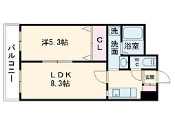 ライズ平成さくら通り 1LDKの間取図画像