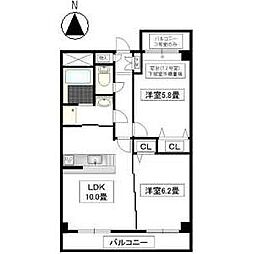 ベルカーサ東山台2 2LDKの間取図画像