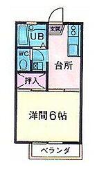 サンハイツ浅岡 1DKの間取図画像