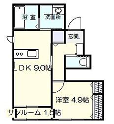 メゾン神倉 1LDKの間取図画像