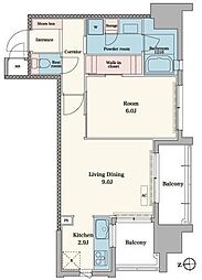 RJRプレシア博多駅前 1LDKの間取図画像