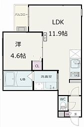安城市住吉町6丁目アパート 1LDKの間取図画像