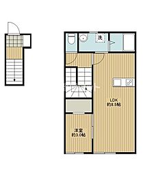 パルセイトB 1LDKの間取図画像