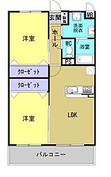 ユーミースマイル1 2LDKの間取図画像