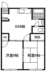 メゾン田中 2DKの間取図画像