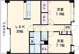 レイクサイド・テラス 2LDKの間取図画像