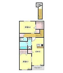 Riz 2LDKの間取図画像