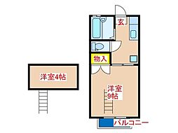 サンシティ10 1Kの間取図画像
