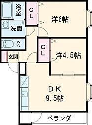 スペラーレ 2DKの間取図画像