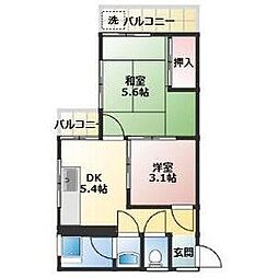 旭ハイツ 1LDKの間取図画像