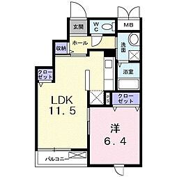 メゾン・ノーブル 1LDKの間取図画像