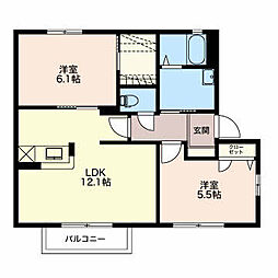 グリシナB棟 2LDKの間取図画像