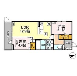 D-ROOM西熊本駅II 2LDKの間取図画像