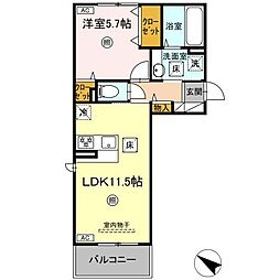 ベルイール B棟 1LDKの間取図画像