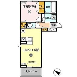 ベルイール B棟 1LDKの間取図画像