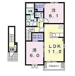 グランビュー・デ・クロシェット 2LDKの間取図画像