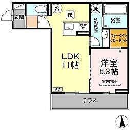 NEXUS D-ROOM笹部II 1LDKの間取図画像