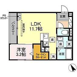浜松市中央区有玉南町アパート 1LDKの間取図画像