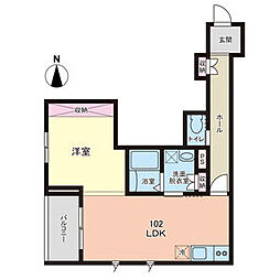 リベルテ2 ワンルームの間取図画像