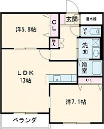 Alivio22TAMURA 2LDKの間取図画像
