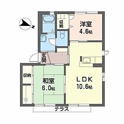 シャーメゾンさくら坂F棟 2LDKの間取図画像