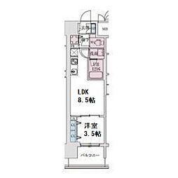 大阪市中央区松屋町住吉マンション 1LDKの間取図画像