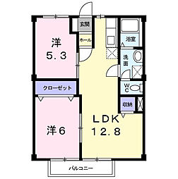 サンヒルズオオノB 2LDKの間取図画像