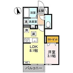 トリシアルミエール 1LDKの間取図画像