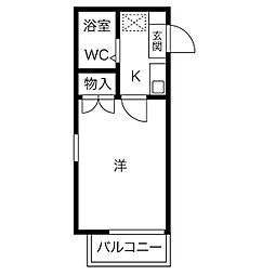 RX豊田 1Kの間取図画像