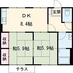 コートヴィレッジ2 2DKの間取図画像