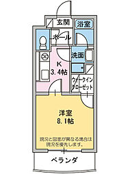 フォー・シーズンズ 1Kの間取図画像