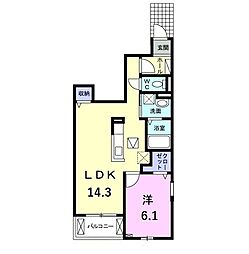 ブライトイースト 1LDKの間取図画像