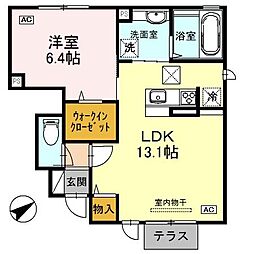 グリーンヒルズ北神A 1LDKの間取図画像
