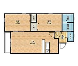 UNISON錦 2LDKの間取図画像
