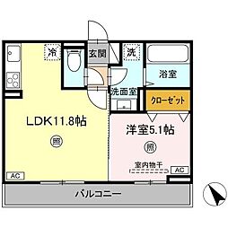 Dーroom N 1LDKの間取図画像