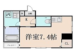 フレール烏丸五条 1Kの間取図画像