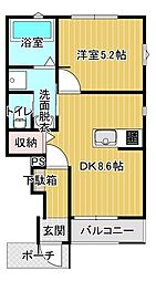 安中市磯部2丁目アパート 1DKの間取図画像