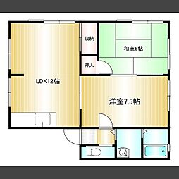 レトア伏石 2LDKの間取図画像