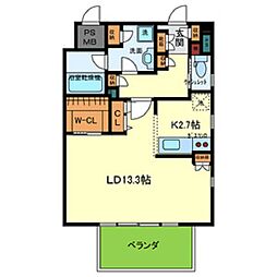 シエルD東梅田 ワンルームの間取図画像