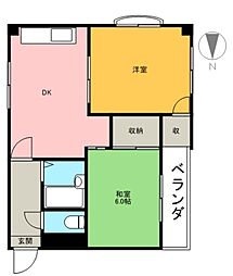 シャトレーコトブキ 2DKの間取図画像