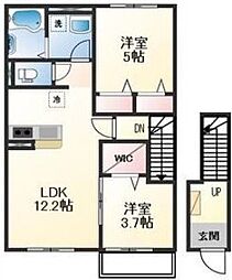 姫路市白鳥台3丁目アパート 2LDKの間取図画像